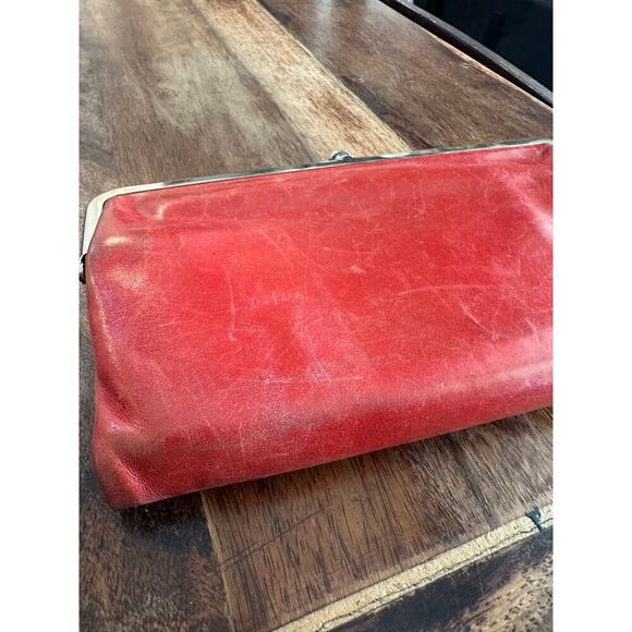 Hobo International Lauren Supple Distressed Red Leather Clutch Wallet - Picture 9 of 9